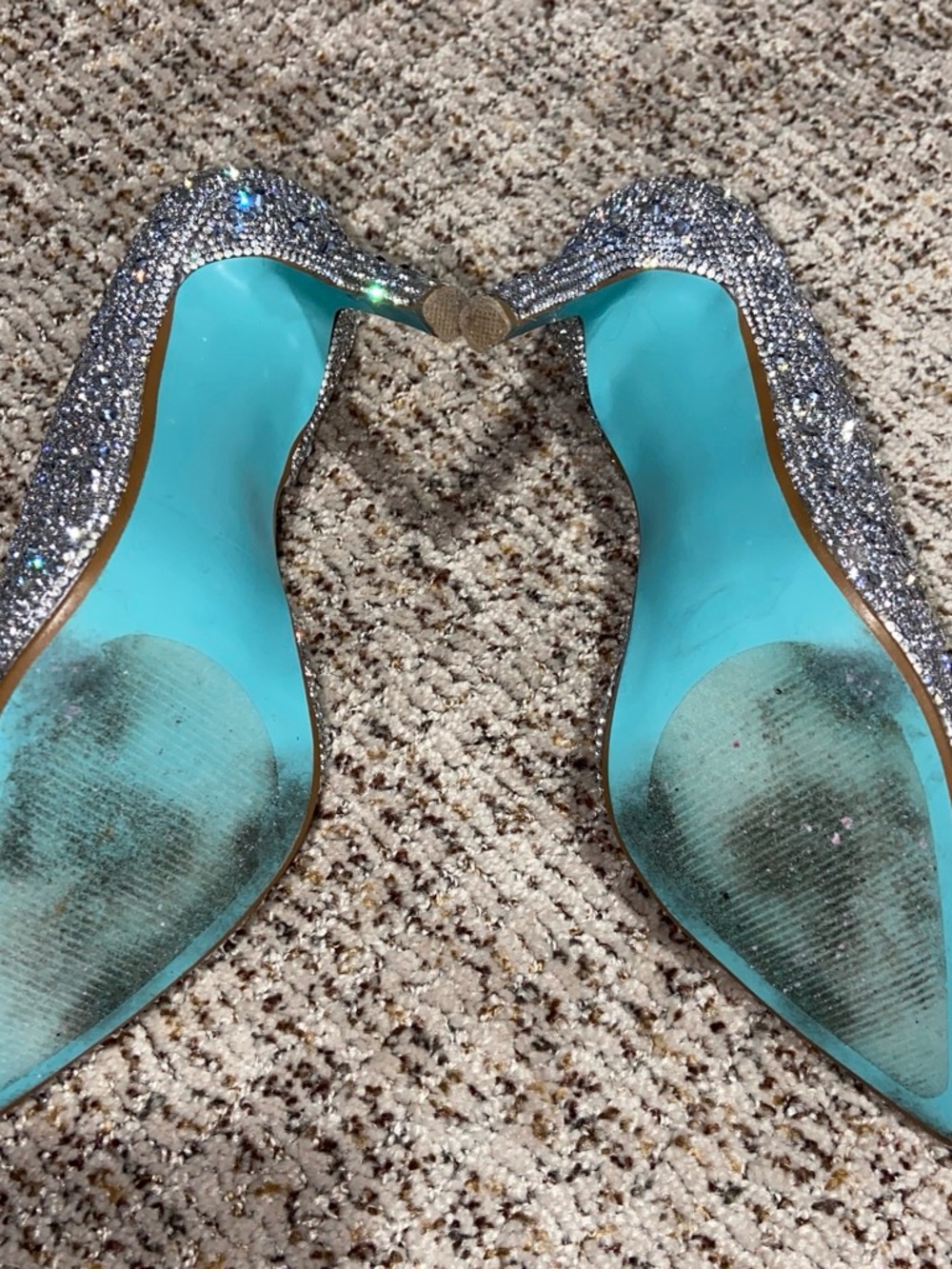 Betsey Johnson Silver Crystal Pointed Pumps - Picture 4 of 4